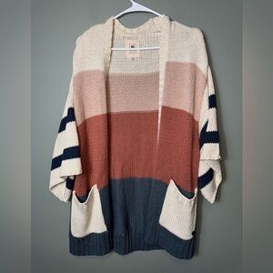 Rip Curl Women’s Colorblock Open Front Cardigan Sweater Wide Arms  Size XS